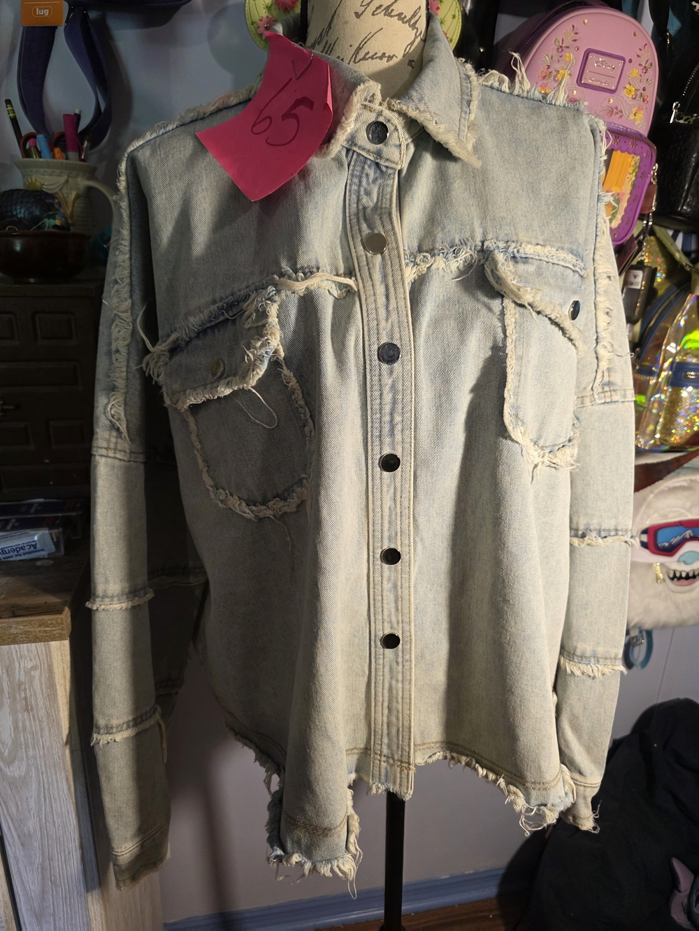 Blue B Jean Jacket NWT Size Large Ride Or Die Light Wash